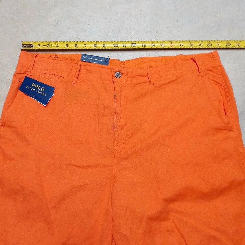 *READ* NWT Polo Ralph Lauren Shorts Mens 40 Linen Blend Orange Classic Fit Beach - Picture 11 of 13